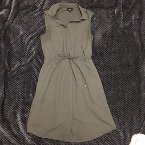 Army green winched waist dress